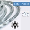 Laureola Industries 1/16" Stainless Steel Aircraft Cable Wire Rope, 7X7 Type, Grade 304, 500 Ft ZAG116SS304-500